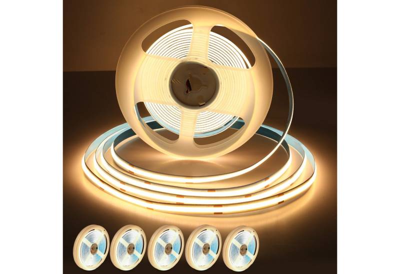 Oraymin LED-Streifen 2m LED Strip Licht-Band Leiste 3000K Warmweiß 5 Stück, LED-Streifen CRI≥90 & 3000K 40% Stromersparnis 90lm/W 5 PCS von Oraymin