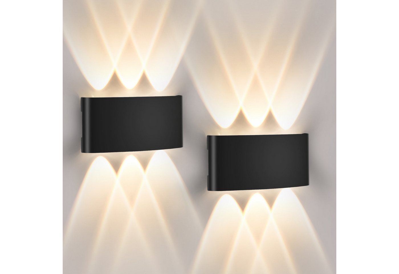 Oraymin LED Wandleuchte Innen Außen Wasserdicht Up and Down Wandlampe Schwarz 2 Stück 6W, 3000K, LED fest integriert, Warmweiß 3000K, Wandleuchte Up and Down Wandlampe Schwarz 6W IP65 Wasserdicht 480LM Oraymin LED Wandleuchte Innen Außen Wasserdicht Up and Down Wandlampe Schwarz 2 Stück 6W, 3000K, LED fest integriert, Warmweiß 3000K, Wandleuchte Up and Down Wandlampe Schwarz 6W IP65 Wasserdicht 480LM von Oraymin
