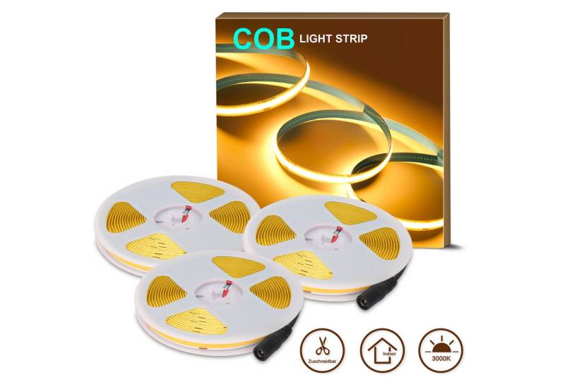 Oraymin LED-Streifen 2M LED Strip 20W Schrankleuchte 3000K Warmweiß Licht-Band 3 Stück, LED-Streifen 2M 20W 3000K Warmweiß Zuschneidbar Selbstklebend von Oraymin