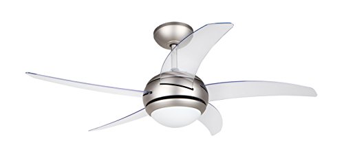 Orbegozo CP 54132 - Deckenventilator mit Fernbedienung, drei Geschwindigkeiten, fünf Blätter, leise, 112 cm Durchmesser, 55 W Leistung, Grau und transparent von Orbegozo