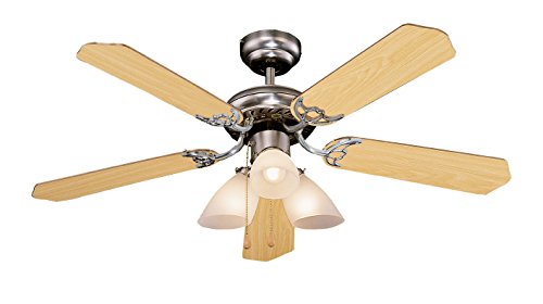 Orbegozo CT 12105 Deckenventilator mit Licht, 5 wendbare Flügel, Durchmesser 105 cm, Leistung 55 W und 3 Geschwindigkeitsstufen von Orbegozo