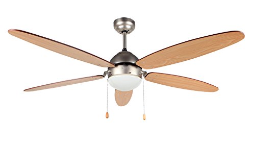 Orbegozo CT 48132 - Deckenventilator mit Lampe, fünf Blätter, Durchmesser 132 cm, 60 W und drei Stufen, Braun von Orbegozo