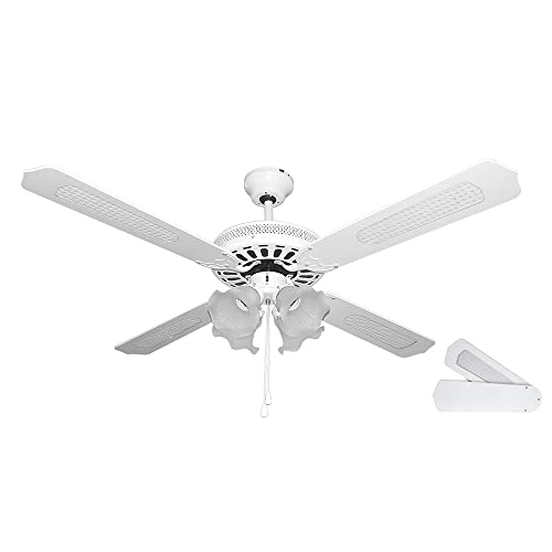 Orbegozo CT 11132 B - Deckenventilator mit Lampe, vier umkehrbare Blätter, Durchmesser 132 cm, 60 W und drei Stufen von Orbegozo