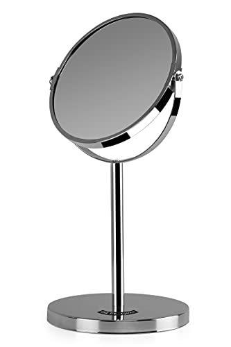Orbegozo ES 5100 Tischspiegel aus optischem Glas, 17 cm Durchmesser, doppelseitig: mit und ohne Vergrößerung, verchromt, 34,5 cm Höhe, Mehrfarbig, normal von Orbegozo