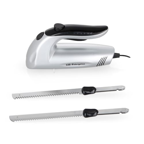 Orbegozo CU 3800 - Elektrisches Messer, 150 W, doppeltes Messer mit Rillen, Sicherheitsschalter, Klinge für gefrorene Speisen von Orbegozo