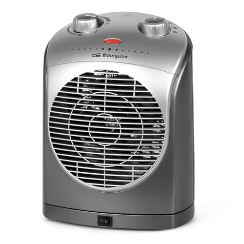 Orbegozo FH5022 Vertikaler Thermoventilator, 2.200 W, 2 Einstellungen, Kaltluft, Thermostat, oszillierend, silberfarben von Orbegozo