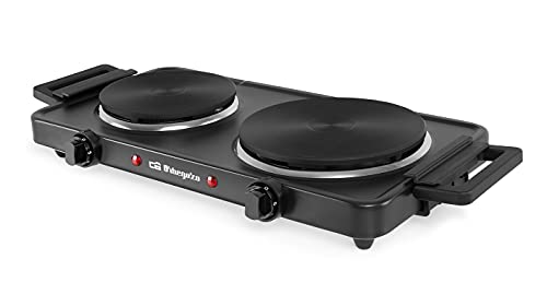 PLACA ELÃ‰CTRICA Doble DE COCINA ORBEGOZO PE 2855 Negra 2500W (1000+1500) Superficies 155MM + 185MM 2 TERMOSTATOS REGULABLES von Orbegozo