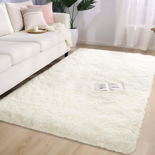 Orbezil Hochflor Teppich Wohnzimmer Beige 80x150cm Anti-Rutsch Extra Große Teppiche Flauschige Moderne Matte Carpet Rug Mädchen Schlafzimmer und Kinderzimmer von Orbezil