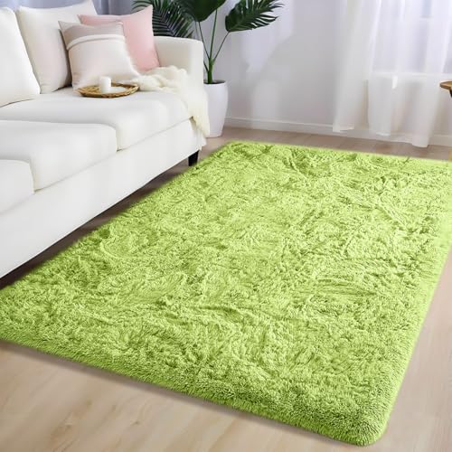 Orbezil Hochflor Teppich Wohnzimmer Fruchtgrün 80x150cm Anti-Rutsch Extra Große Teppiche Flauschige Moderne Matte Carpet Rug Mädchen Schlafzimmer und Kinderzimmer von Orbezil