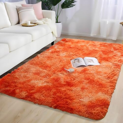 Orbezil Hochflor Teppich Wohnzimmer Tie-Dye Orange 120x180cm Anti-Rutsch Extra Große Teppiche Flauschige Moderne Matte Carpet Rug Mädchen Schlafzimmer und Kinderzimmer Orbezil Hochflor Teppich Wohnzimmer Tie-Dye Orange 120x180cm Anti-Rutsch Extra Große Teppiche Flauschige Moderne Matte Carpet Rug Mädchen Schlafzimmer und Kinderzimmer von Orbezil