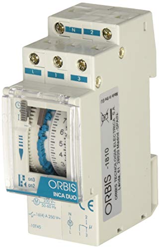 INCA DUO D 230 V. INTERRUPTOR HORARIO ANALOGICO 2 MODULOS SIN RESERVA DIARIO CONMUTADOR 16(4) A von Orbis
