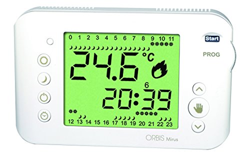 MIRUS BLANCO. CRONOTERMOSTATO SEMANAL 3 TEMPERATURAS PROGRAMABLES. DISPLAY BACK LIGHT von Orbis