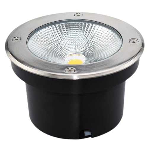 OrbitCob® COB Bodeneinbauleuchte Rund IP67 - Wasserdichte LED Gartenstrahler für Terrasse, Hof, Wege, Eingangsbereich(Warmweiß 3000 K,7W(12V)) von OrbitCob