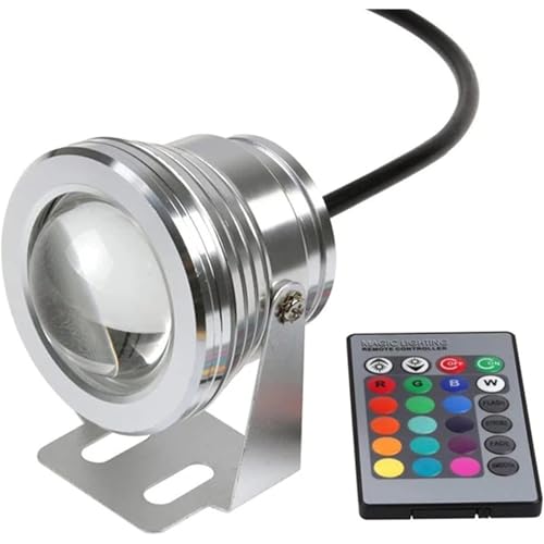 OrbitCob® LED-Tauchscheinwerfer Unterwasserscheinwerfer Wasserdicht IP67 10W Außenbrunnen-Pool-Strahler Oberflächenmontage für Teich, Garten, Aquarium(RGB+Control Remoto,A-12V) von OrbitCob