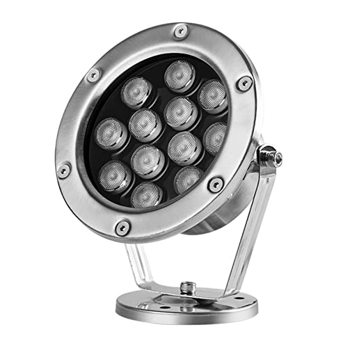 OrbitCob® Outdoor LED Unterwasserlampe 12W IP68 Wasserdicht, Edelstahl 304 Oberflächenmontage mit Einstellbarem Winkel für Teich Springbrunnen Schwimmbad Wasserfall Landschaftsbeleuchtung(Warmweiß 300 von OrbitCob