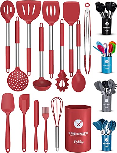 ORBLUE Kochgeschirr Set, 14-tlg Silikon Küchenhelfer Set, Küchenutensilien Set, Inklusive Kochlöffel, Pfannenwender, Schöpflöffel - Küchenhelfer Silikon und Edelstahl ORBLUE Kochgeschirr Set, 14-tlg Silikon Küchenhelfer Set, Küchenutensilien Set, Inklusive Kochlöffel, Pfannenwender, Schöpflöffel - Küchenhelfer Silikon und Edelstahl von Orblue