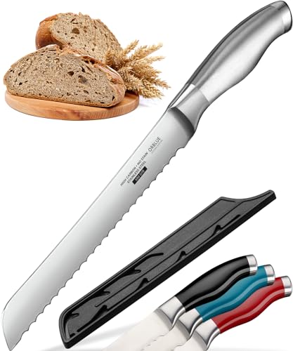 Orblue Brotmesser mit Wellenschliff, Ultrascharfes Edelstahl Küchenmesser, Professionelle Qualität, Ideal zum mühelosen Schneiden von dicken Broten, Bagels, Kuchen - Solingen Messer von Orblue