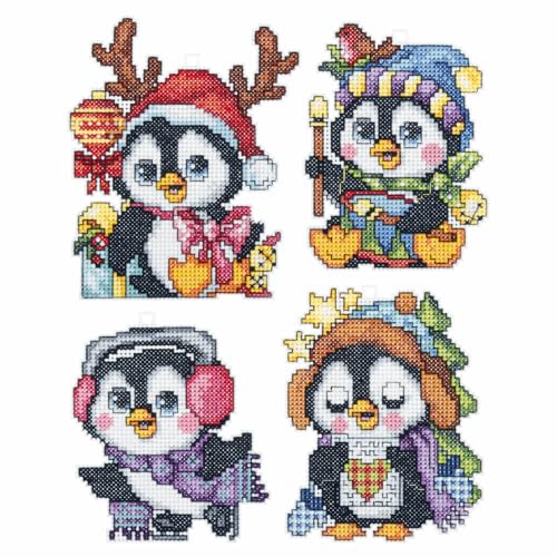PENGUINES - Counted Cross Stitch Kit: Penguins: Set of 4 - Orchidea von Orchidea