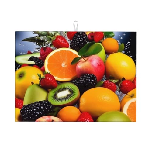 OrcoW Abtropfmatte mit buntem Obstdruck, saugfähig, rutschfest, Mikrofaser, Abtropfmatte für Küche, Theke, Urlaubsdekoration, 61 cm x 46 cm, fhdnjfnd5212020 von OrcoW