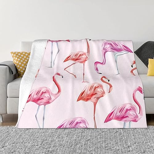Flanelldecke mit Flamingo-Druck, ultraweich, Anti-Pilling, warme Überwurfdecke, Reisedecke für Bett, Sofa, Wohnzimmer, Büro von OrcoW