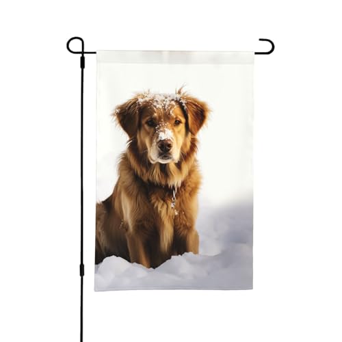 Gartenflagge mit Aufdruck Hund im Schnee, doppelseitig, 45 x 30 cm, Feiertagsparty-Flagge, alle Jahreszeiten, Willkommensflagge für den Außenbereich, Bauernhaus-Dekoration, Zuhause von OrcoW