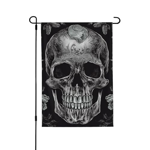 Gartenflagge mit Totenkopf-Skelett-Druck, doppelseitig, 102 x 71 cm, Feiertagsparty-Flagge, alle Jahreszeiten, Willkommensflagge für den Außenbereich, Bauernhaus-Dekoration, Zuhause von OrcoW