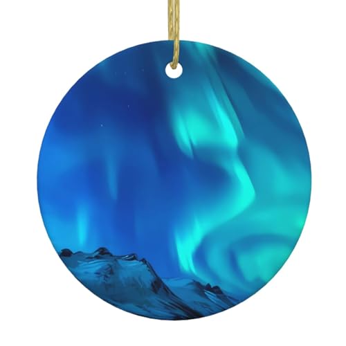 Northern Lights Print Personalisierte Weihnachtskugel, Keramik Runde Weihnachten Hängende Ornament, Weihnachtsbaumschmuck Für Freund Freundin Frau Xmas Geschenke von OrcoW