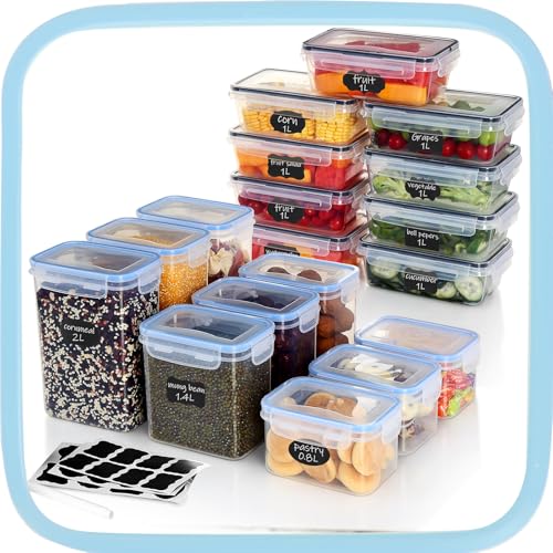 Ordeluxe 18er Vorratsgläser Mit Deckel, Gefrierdosen, Müsli Aufbewahrung, Mehl Aufbewahrung, Behälter Mit Deckel, BPA-frei Und 100% Luftdicht, Transparent Ordeluxe 18er Vorratsgläser Mit Deckel, Gefrierdosen, Müsli Aufbewahrung, Mehl Aufbewahrung, Behälter Mit Deckel, BPA-frei Und 100% Luftdicht, Transparent von Ordeluxe