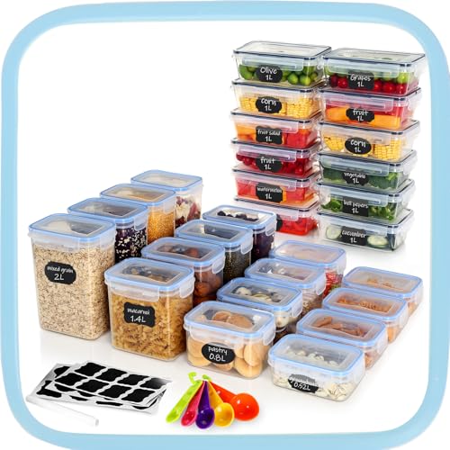 Ordeluxe 28er Frischhaltedosen mit Deckel, Küche Aufbewahrung & Organisation für alle Lebensmittel, Mottensichere Vorratsdosen, BPA-frei Und 100% Luftdicht, Transparent Ordeluxe 28er Frischhaltedosen mit Deckel, Küche Aufbewahrung & Organisation für alle Lebensmittel, Mottensichere Vorratsdosen, BPA-frei Und 100% Luftdicht, Transparent von Ordeluxe