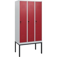 C+P Spind Classic PLUS, Gestell, 3 Abteile, HxBxT 1.950 x 900 x 500 mm, lichtgrau, rubinrot, für Vorhängeschloss, ohne Mitteltrennwand C+P Spind Classic PLUS, Gestell, 3 Abteile, HxBxT 1.950 x 900 x 500 mm, lichtgrau, rubinrot, für Vorhängeschloss, ohne Mitteltrennwand von C+P