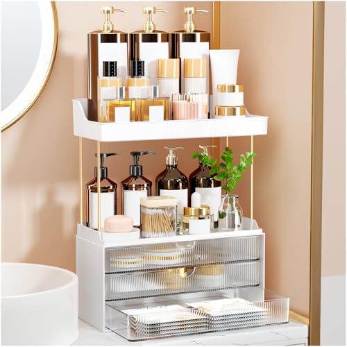 OrderlyGo Makeup Organizer - Upgrade 2 Etagen 3 Schubladen Großer Vanity Organizer, Vielseitige Kosmetik Organizer, Exquisite Badezimmer Organizer Aufbewahrung, Schminktisch Organizer,Transparent OrderlyGo Makeup Organizer - Upgrade 2 Etagen 3 Schubladen Großer Vanity Organizer, Vielseitige Kosmetik Organizer, Exquisite Badezimmer Organizer Aufbewahrung, Schminktisch Organizer,Transparent von OrderlyGo