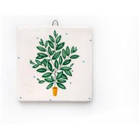 Handbemalte Keramikfliesen-Wandkunst Blumen-Ficus-Illustration von OrdinaryMagicStudio