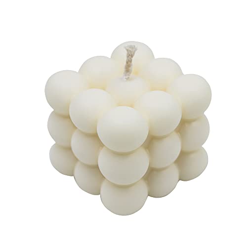 Ordinate Bubble Candle handgemachte | Nachhaltige aus Sojawachs und Bienenwachs | Wohnzimmerdeko | Bubble Kerze in Cube Form | Parfümfrei | 5.5x5.5x5.5cm (Cream) von Ordinate