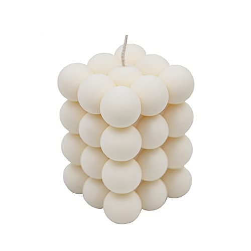 Ordinate Bubble Candle | handmade vegan aesthetic kerzen weiß | Wohnzimmer decoration | bubble kerzen in Cube Modern | Parfümfrei | kugel candles | 6.5x6.5x9cm (Cream) von Ordinate