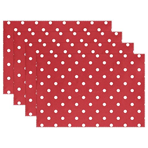 Orediy Tischsets weiß gepunktet auf rot Urlaub Platzsets Hitzebeständig waschbar Polyester für Esszimmer Küche Tischdekoration Orediy Tischsets weiß gepunktet auf rot Urlaub Platzsets Hitzebeständig waschbar Polyester für Esszimmer Küche Tischdekoration von Orediy