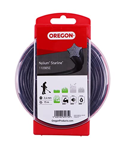 Oregon Nylum Star Trimmerfaden für Freischneider und Rasentrimmer, mit fünf Schneidkanten, strapazierfähiges Nylon in Profiqualität, kompatibel mit Benzintrimmern, 3 mm - 60 m (‎104884E) von Oregon