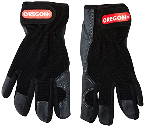 Oregon Arbeitshandschuhe aus Leder, elastische Schutzhandschuhe mit verstellbarem Bund und Mesh-Gewebe, für Garten und Handwerk, robuste Gartenhandschuhe und Handschutz für Damen und Herren - Large von Oregon