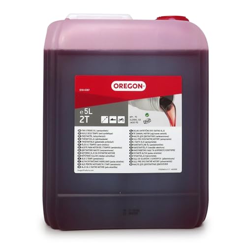 Oregon 2- Takt -Motoröl, selbstmischendes-, teilsynthetisches Mineralöl für eine saubere Verbrennung mit integrietem Kraftstoffstabilisator (Fuel Fresh). 5L Kansiter (O10-6367). von Oregon