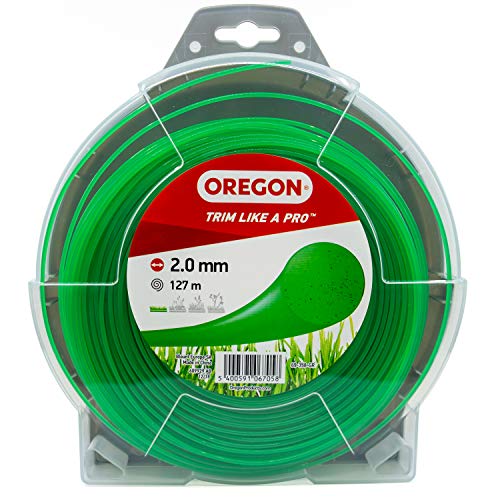 Oregon Trimmerfaden für Rasentrimmer, Ersatz Mähfaden 2mm für Motorsensen & Freischneider, Universal Freischneider Zubehör, Runder Allzweck Trimmerfaden 2mm x 127m Spule, Grün (69-358-GR) von Oregon