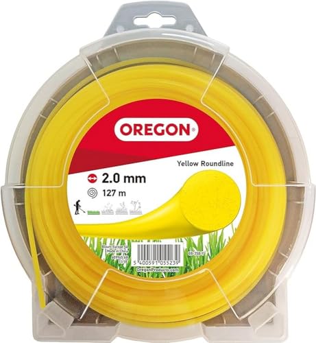 Oregon Gelber Mähfaden 2mm mit rundem Querschnitt, für Rasentrimmer und Freischneider, professionelles Nylon, passend für die meisten Trimmer, 2mm x 127 m (69-358-Y) von Oregon