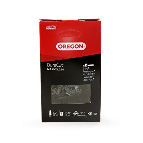 Oregon DuraCut .3/8" Low Profile, 0,050" (1,3 mm) Schnittfuge Mikromeißel Sägekette für 14-Zoll-Schiene - 50 Treibglieder - kompatibel mit Stihl, Mc Culloch, Jonsered und mehr (M91VXL) von Oregon