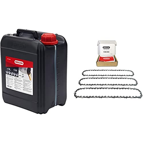 Oregon Kettensäge Öl, 5L & 3er-Pack Sägekette 35cm 3/8" LP für 35cm Schiene - 52 Antriebsglieder, 1.1mm - kompatibel mit Dolmar, Bosch, Karcher, Husqvarna, Makita und mehr von Oregon