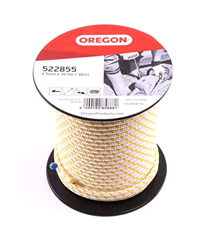 Oregon Starterseil, Durchmesser 4,5 mm x 30,5 m Rollenlänge, für Kettensägen, Freischneider & Motorsensen, Polyamidkern, Öl- und Benzinbeständig (522853) von Oregon