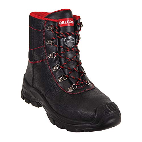 Oregon Sarawak Klasse 1 Kettensägen-Schnittschutzstiefel aus Leder, Stahlkappen, Sicherheits-Arbeitsstiefel, Größe 45 von Oregon