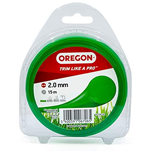 Oregon Trimmerfaden für Rasentrimmer, Ersatz Mähfaden 2mm für Motorsensen & Freischneider, Universal Freischneider Zubehör, Runder Allzweck Trimmerfaden 2mm x 15m Spule, Grün (69-356-GR) von Oregon