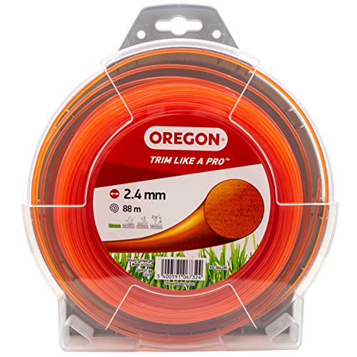 Oregon Trimmerfaden für Rasentrimmer, Ersatz Mähfaden für Motorsensen & Freischneider, Universal Freischneider Zubehör, Runder Allzweck 2.4mm Trimmerfaden, 2,4mm x 88m Spule, Orange (69-364-OR) von Oregon