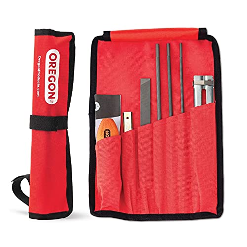 Oregon Universelles Kettensägenfeld-Schärf-Set – enthält 5/32 Zoll, 3/16 Zoll und 7/32 Zoll runde Feilen, 15,2 cm Flache Feile, Griff, Abheftanleitung und Reisetasche (617067) von Oregon