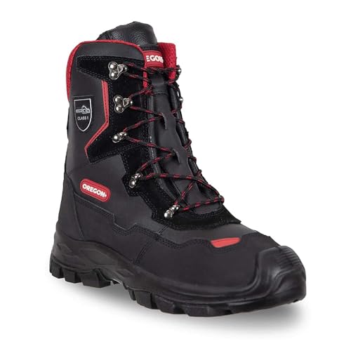 Oregon Yukon Klasse 1 Kettensägen-Schnittschutzstiefel aus Leder, Stahlkappen, wasserabweisende Anti-Statik-Sicherheits-Arbeitsstiefel, Größe 43 (9 UK, 9.5 US) von Oregon