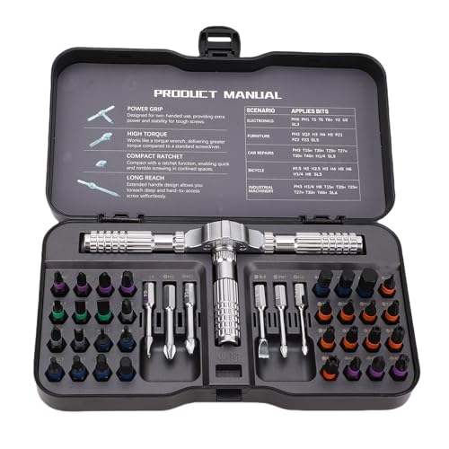 Oreilet 40 in 1 Magnetschraubendreher -Set, Magnetic DIY Ratchet Mini -Schraubendreher -Set mit Abnehmbarem Ratschengriff, Tragbares Reparaturwerkzeug für Möbel Computer Uhr von Oreilet
