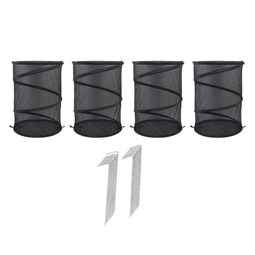 Oreilet 4pcs Insekten Barrier Plant Deckel NET, Pop up Mini Gewächshaus -Rundgnad -Pflanzen Gehäuse Schutzkäfig mit 16 Gemahlenen Nägeln für Innenhofgarten, 19,7 Zoll H * 13in D. (Black) von Oreilet